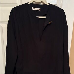 Zara Elegant Black Top with Gold Accent